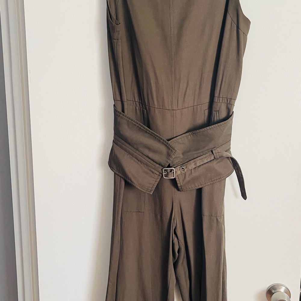 Max Studio Olive Green Utility Jumpsuit with Belt